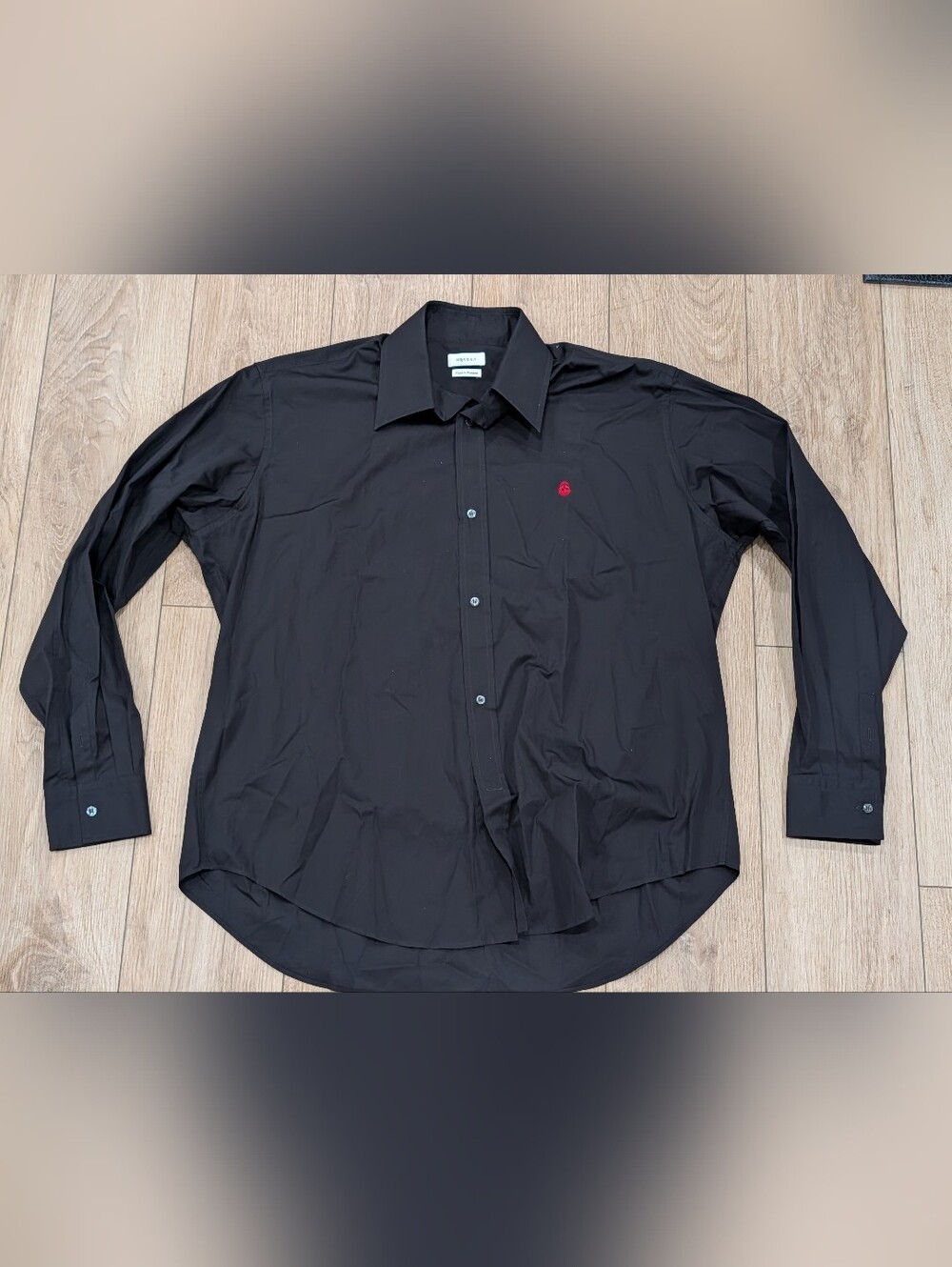 $830 Mens Alexander McQueen Skull Embroidered LS Button Up Shirt Black 17